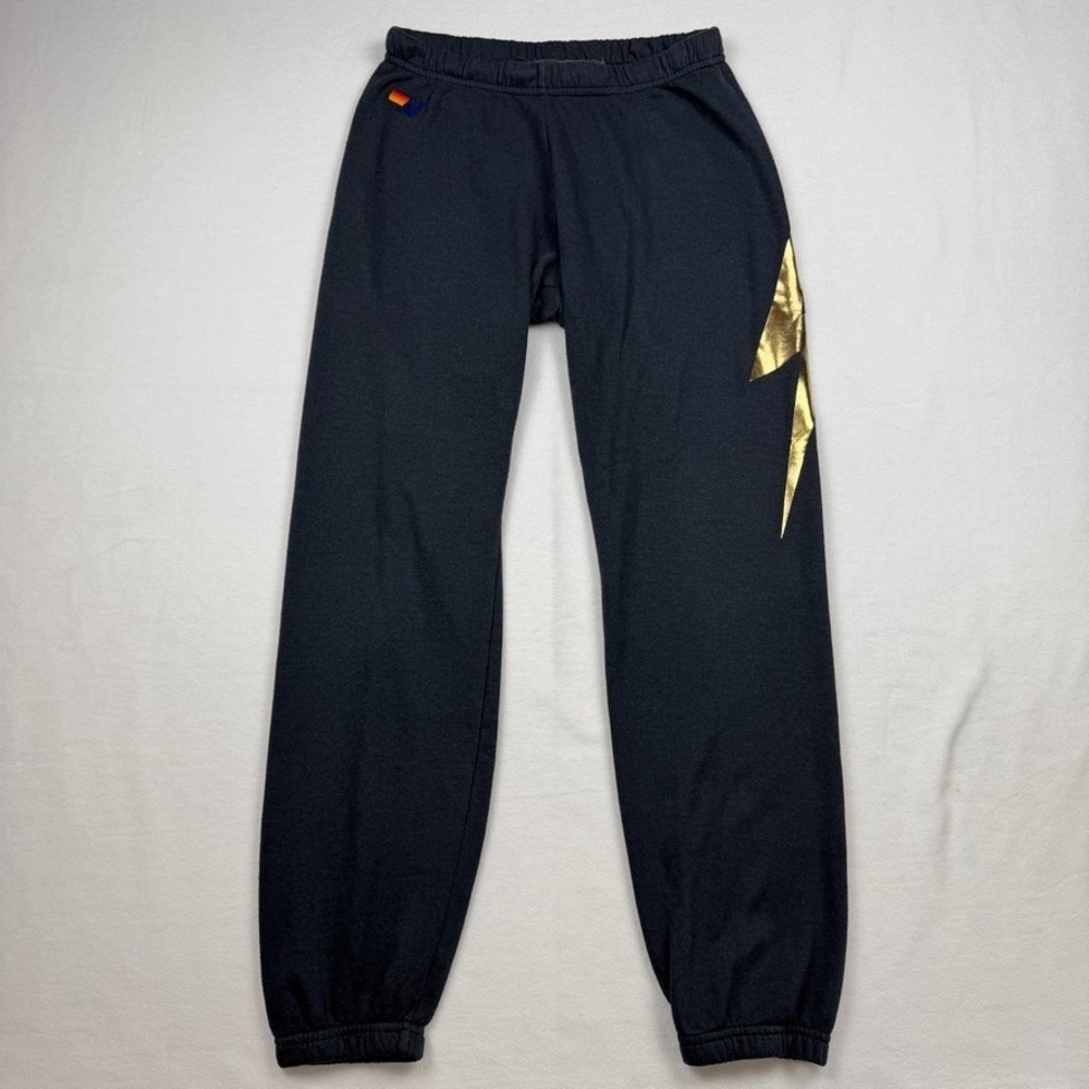 Aviator Nation Sweatpants Large Jogger Lightning Bolt Charcoal USA